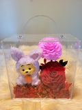 Premium Winnie The Pooh Plush & Preserved Flowers Handbag