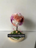 Premium Eternal Couple Hydrangea Tree With Preserved Roses in Glass Dome (With option to add a personalised photo or choose your own figurines)