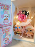 AUTHENTIC CRYBABY Plush with Acrylic Ball Preserved Pink Rose Flowers Bouquet