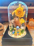 Pompompurin Preserved Flower Dome With Yellow Roses And Same Day Delivery