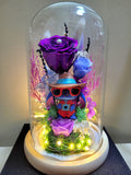 Premium Popmart Stitch Preserved Flower Dome With Purple Roses And Same Day Delivery