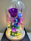 Premium Popmart Stitch Preserved Flower Dome With Purple Roses And Same Day Delivery