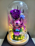 Premium Popmart Stitch Preserved Flower Dome With Purple Roses And Same Day Delivery