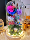 Premium Hello Kitty Preserved Flower Dome With Rainbow Roses And Same Day Delivery