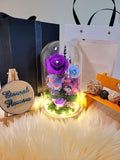 Premium Kuromi Preserved Flower Dome With Purple Roses And Same Day Delivery