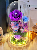 Premium Kuromi Preserved Flower Dome With Purple Roses And Same Day Delivery