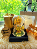 Premium Miniso Winnie The Pooh Preserved Flower Dome With Yellow Roses And Same Day Delivery