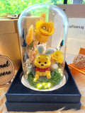 Premium Miniso Winnie The Pooh Preserved Flower Dome With Yellow Roses And Same Day Delivery