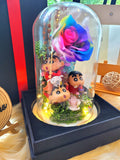 Premium Crayon Shin-Chan Rainbow Passion Preserved Flowers Dome (Same Day Delivery Available)