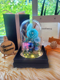 Premium Popmart Stitch Preserved Flower Dome With Tiffany Roses And Same Day Delivery