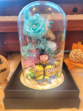 Premium Minion Preserved Flower Dome With Tiffany Roses and Same Day Delivery