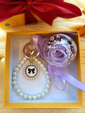 Purple Rose Preserved Flower Charm. Same Day Delivery.