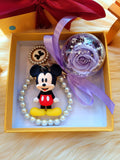 Purple Rose Preserved Flower Charm With Mickey Mouse. Same Day Delivery Available.