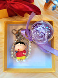 Purple Rose Preserved Flower Charm With Crayon Shin-Chan. Same Day Delivery Available.