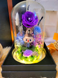 Premium Popmart Labubu Animal Series Kangaroo Preserved Flower Dome With Purple Roses And Same Day Delivery