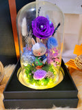 Premium Popmart Labubu Fruit Series Pear Preserved Flower Dome With Purple Roses And Same Day Delivery