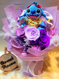High Esteem Preserved Flowers Bouquet With Stitch Plush