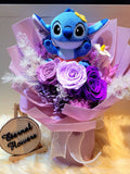 High Esteem Preserved Flowers Bouquet With Stitch Plush
