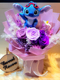 High Esteem Preserved Flowers Bouquet With Stitch Plush