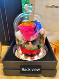 Rainbow Roses Personalised LED Preserved Flowers Dome. 100% High Quality Real Flowers. Same Day Delivery.