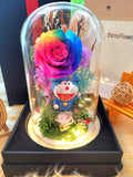 Doraemon Preserved Flower Dome With Rainbow Roses And Same Day Delivery