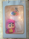 Acrylic Ball Preserved Rainbow Rose Flowers Bouquet With Crayon Shin-Chan Vinyl Plush