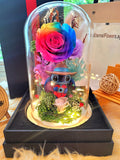 Premium Popmart Stitch Preserved Flower Dome With Rainbow Roses And Same Day Delivery