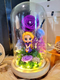 Princess Rapunzel Preserved Flower Dome With Purple Roses And Same Day Delivery