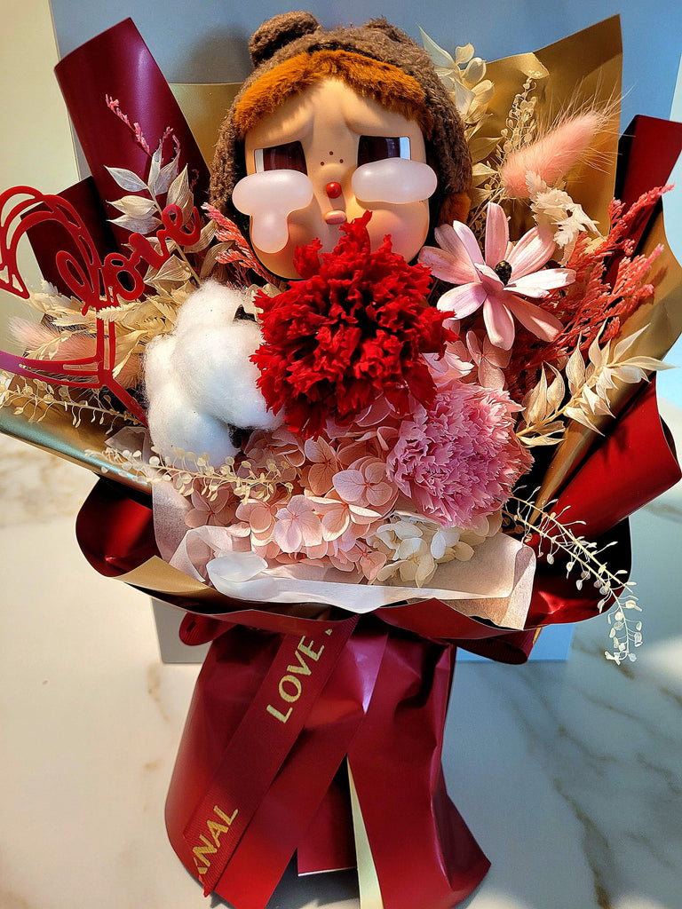 AUTHENTIC Crybaby With Eternal Blossoms Preserved Red Carnation Bouquet.