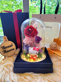 Hello Kitty Preserved Flower Dome With Red Roses And Same Day Delivery