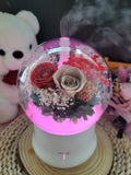 LED Preserved Flowers Aroma Diffuser With Red and Khaki Roses