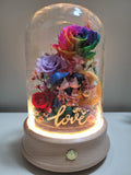 Valentine Special: (6-in-1) Bluetooth Rotating Preserved Flower Dome. Same Day Delivery.