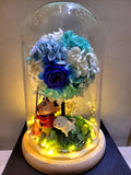 Crayon Shin Chan Hydrangea Tree With Preserved Roses in Glass Dome