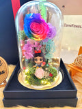 Princess Snow White Preserved Flower Dome With Rainbow Roses And Same Day Delivery