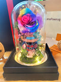 Premium Popmart Stitch Preserved Flower Dome With Rainbow Roses And Same Day Delivery