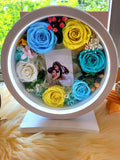 Table Lamp With Preserved Flowers and Personalized Photo. 100% High Quality Real Flowers. Same Day Delivery.