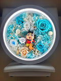 Table Lamp With Preserved Flowers and Crayon Shin-Chan. 100% High Quality Real Flowers. Same Day Delivery.