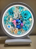 Table Lamp With Preserved Flowers and Premium Stitch. 100% High Quality Real Flowers. Same Day Delivery.