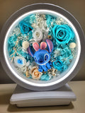 Table Lamp With Preserved Flowers and Premium Stitch. 100% High Quality Real Flowers. Same Day Delivery.