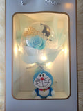 Acrylic Ball Preserved Tiffany Rose Flowers Bouquet With Doraemon Plush