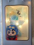 Acrylic Ball Preserved Tiffany Rose Flowers Bouquet With Crayon Shin-Chan Vinyl Plush