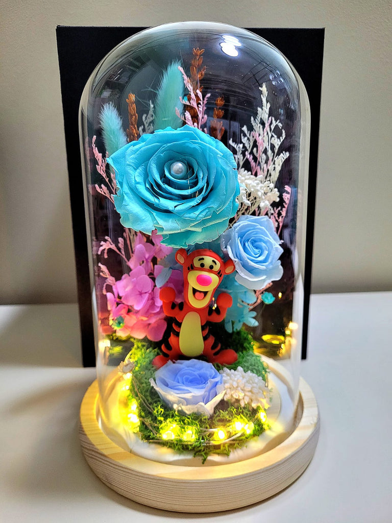 Tigger Preserved Flower Dome With Tiffany Roses And Same Day Delivery