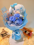 Timeless Romance Blue Preserved Roses Bouquet With Cinnamoroll Plush Toy. Same Day Delivery.