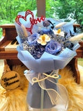 Timeless Romance Blue Preserved Roses Bouquet. 100% High Quality Real Flowers.