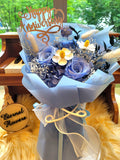 Timeless Romance Blue Preserved Roses Bouquet. 100% High Quality Real Flowers.