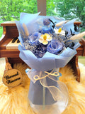 Timeless Romance Blue Preserved Roses Bouquet. 100% High Quality Real Flowers.