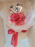 Acrylic Ball Preserved Red Rose Flowers Bouquet
