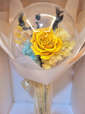 Acrylic Ball Preserved Yellow Rose Flowers Bouquet