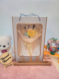 Acrylic Ball Preserved Yellow Rose Flowers Bouquet With Crayon Shin-Chan Vinyl Plush Toy