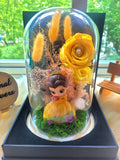Princess Belle Preserved Flower Dome With Yellow Roses And Same Day Delivery